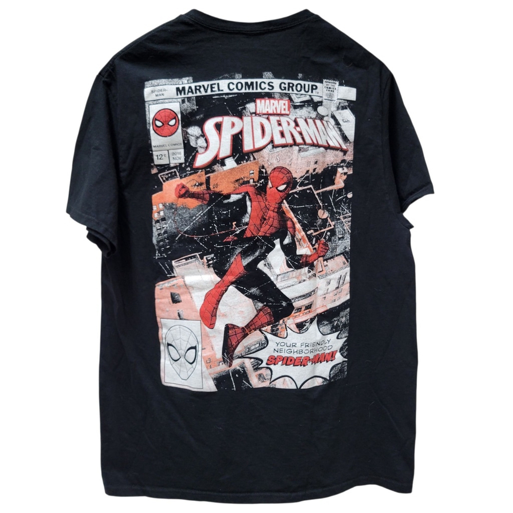 Marvel Spiderman Comic Book Cover Men’s Black T-Shirt Size Large